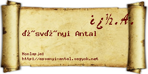 Ásványi Antal névjegykártya