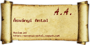 Ásványi Antal névjegykártya